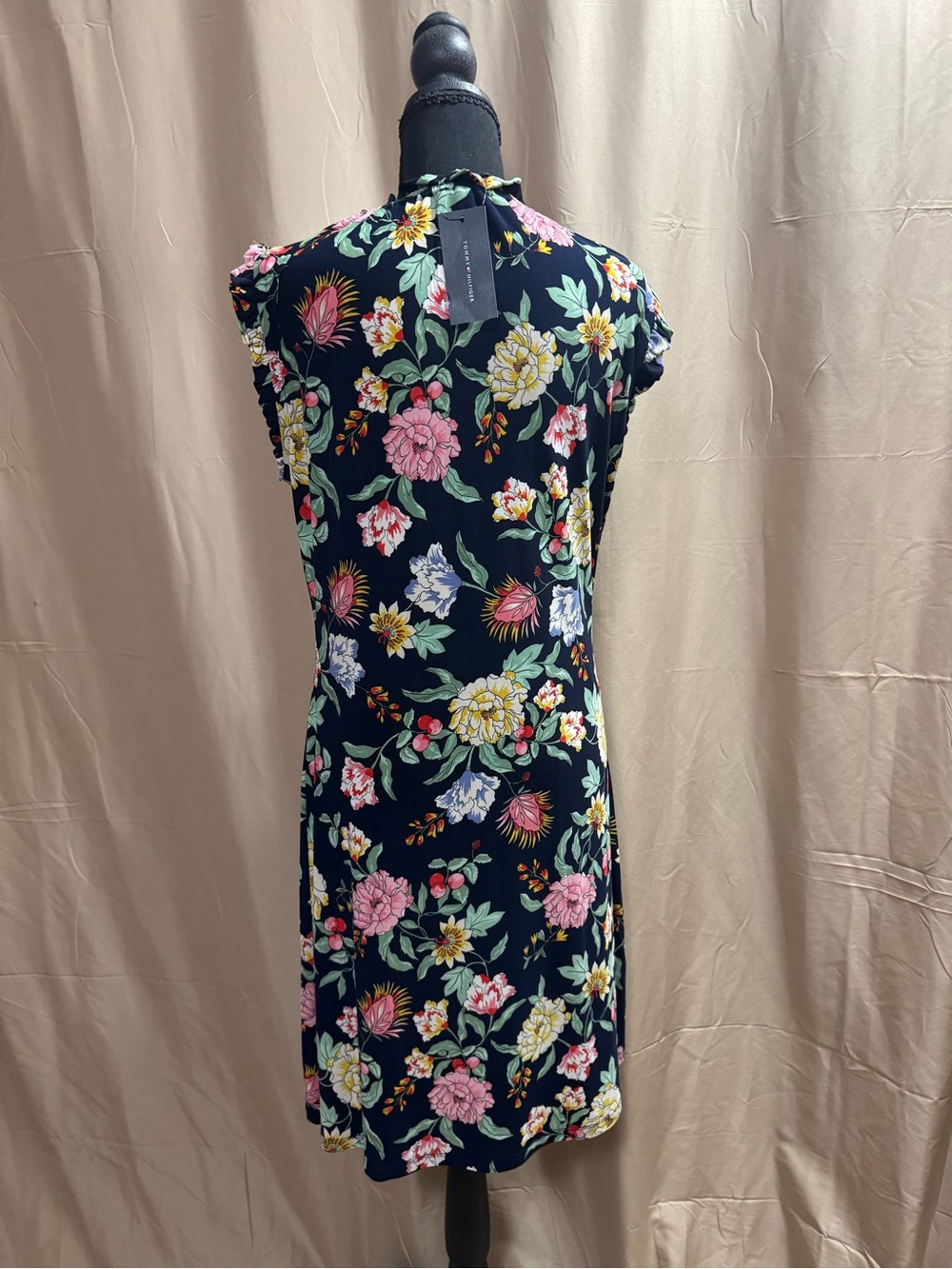 Tommy Hilfiger Navy Floral Ruffle Dress Size 10 NWT MSRP $99 - Picture 3 of 8